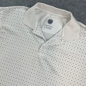 Kilburne+finch Mens Polo Shirt L White Polka Dot Short Sleeve